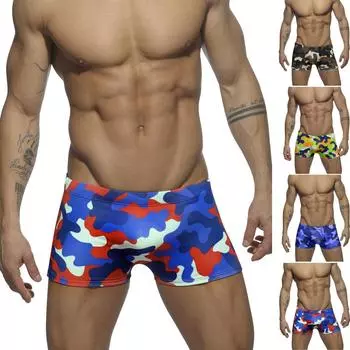 Мужские сексуальные трусы, поглощающие камуфляжное дышащее нижнее белье, удобные трусы M синий
