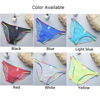 Мужские сексуальные трусы с низкой талией, сетчатое нижнее белье, мужские сексуальные трусы с низкой талией S