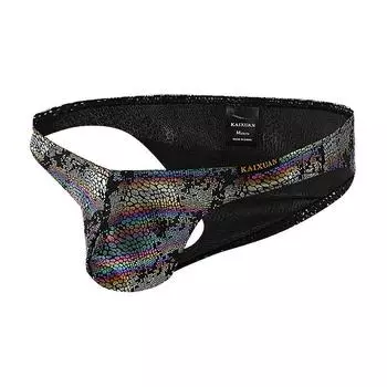 Мужские сексуальные трусы с рисунком змеиной кожи, нижнее белье с карманами, выпуклые трусики, нижнее белье для мужчин S