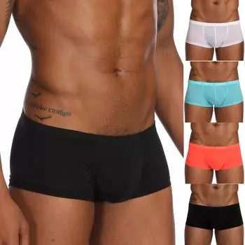 Мужские сексуальные твердые ледяные шелковые брюки, нижнее белье, мягкие трусы, трусы, трусы L чёрный