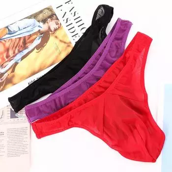 Мужские сексуальные ультратонкие стринги с низкой талией, прозрачная сетка