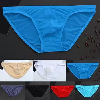 Мужские сексуальные узкие трусы, удобные дышащие трусики, нижнее белье из ледяного шелка, AU M