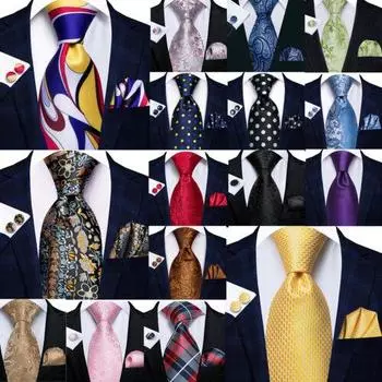 Мужские шелковые черные разноцветные запонки с цветочным узором Пейсли, комплект галстуков на свадьбу, 3 предмета N-1117