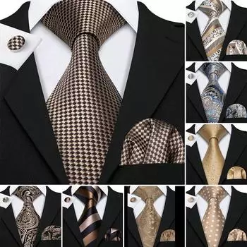 Мужской шёлковый галстук и платок N-0833