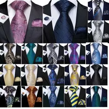 Мужские шелковые галстуки, нагрудные квадратные запонки, свадебный набор для выпускного вечера, подарок, розовый, синий N-1004