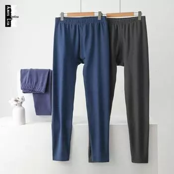 Мужские шелковые кашемировые теплые леггинсы осень-зима 2XL джинсовый синий