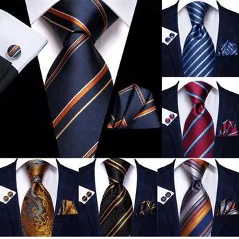 Мужские шелковые запонки в золотисто-черную полоску, набор носовых жаккардовых галстуков с цветочным узором пейсли N-3421