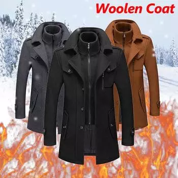 Мужские шерстяные куртки Двойной воротник Холодостойкая куртка Теплая ветровка Модная M коричневый