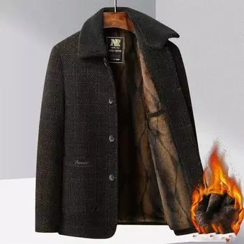 Мужские шерстяные пальто, мужской деловой повседневный тренчкот, зимнее пальто с шерстяной подкладкой, мужское осенне-зимнее шерстяное пальто для мужчин M