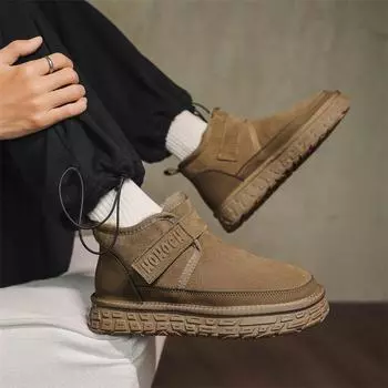 Мужские шерстяные зимние ботинки на толстой подошве с бархатной подкладкой и нескользящей липучкой. Size 39