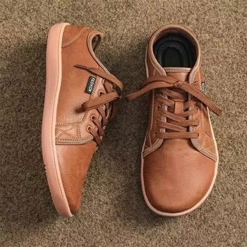 Мужские широкие босоножки, повседневные унисекс кожаные кроссовки, большие размеры, минималистичные, с нулевой высотой, для бега по пересеченной местности, для тренировок в спортзале 37 коричневый