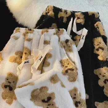 Мужские широкие брюки из двухстороннего бархата с мультяшным принтом в гонконгском стиле M