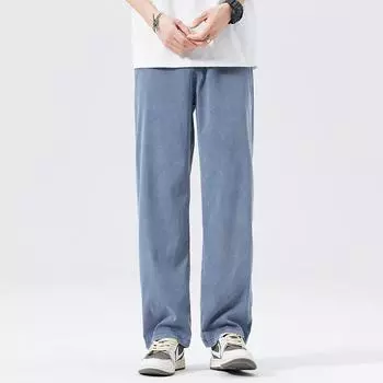 Мужские широкие брюки из лиоцелловой ткани, дышащие мягкие прямые повседневные брюки, свободные простые мужские спортивные штаны XXXXXL чёрный