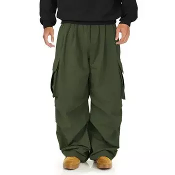 Мужские широкие брюки карго, широкие повседневные брюки-парашюты, джоггеры на кулиске, походные брюки в стиле хип-хоп с карманом L армия зеленый