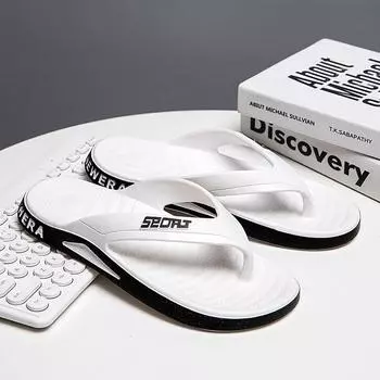 Мужские шлепанцы для летней уличной носки, противоскользящие, износостойкие, с ощущением высокого класса, шлепанцы с перемычкой для мужского лета 40 белый