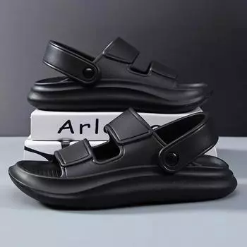 Мужские шлепанцы из ЭВА для ванной комнаты, летние сандалии на толстой платформе, модные домашние противоскользящие повседневные пляжные сандалии на плоской подошве 40-41 серый