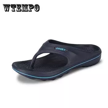 Мужские шлепанцы, летние пляжные сандалии, мужские тапочки на плоской подошве, нескользящая обувь с высоким берцем, мужские сандалии 45 темно-синий