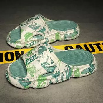 Мужские шлепанцы Летняя обувь Печатные сандалии Модные нескользящие женские шлепанцы Парная обувь Модная мужская обувь на платформе Пляжная обувь 36-37 чёрный