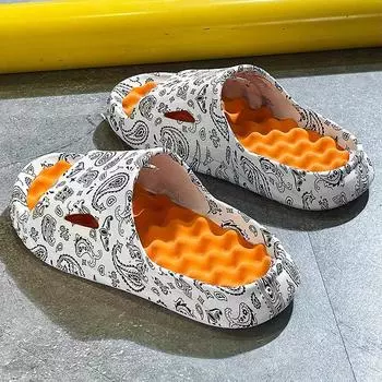 Мужские шлепанцы Летняя обувь Печатные сандалии Трендовые нескользящие летние тапочки-кроссовки Модные мужские массажные тапочки Пляжные сандалии 36-37 чёрный