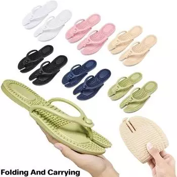 Мужские шлепанцы, мягкие тапочки из ЭВА, дышащая обувь, складные портативные домашние тапочки, женские уличные пляжные сандалии, массажные тапочки 45/46 белый