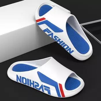 Мужские шлепанцы, мужские тапочки, простые нескользящие удобные тапочки на мягкой подошве для душа, уличная мужская обувь, мужские тапочки 38 синий