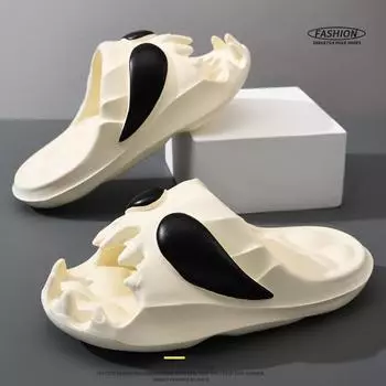 Мужские шлепанцы с черепом 2024, нескользящие сандалии из ЭВА с толстой подошвой, дышащие, мягкие, удобные для лета, сланцы для улицы на Хэллоуин (Возраст 12+) 36-37 чёрный