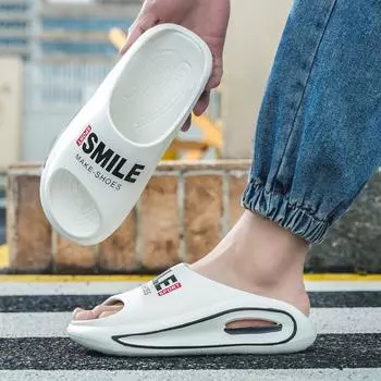 Мужские шлепанцы с цветными блоками, повседневные легкие нескользящие тапочки, обувь с открытым носком, домашние и уличные пляжные тапочки, мужские сандалии из ЭВА 44/45 белый