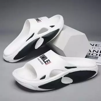 Мужские шлепанцы с мягкой подошвой EVA, новинка 2025 года, летние мужские тапочки, дышащие полые пляжные сандалии, легкие и удобные домашние шлепанцы 38-39