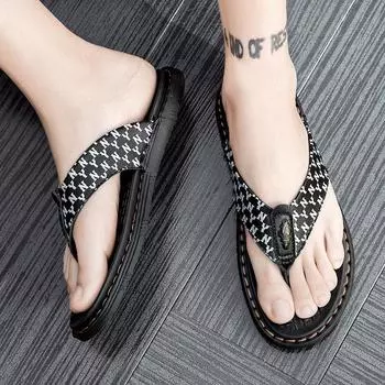 Мужские шлепанцы, шлепанцы, очень широкие сандалии на плоской подошве, уличные пляжные повседневные мягкие прогулочные туфли на плоской подошве из натуральной кожи, большие размеры 38 чёрный