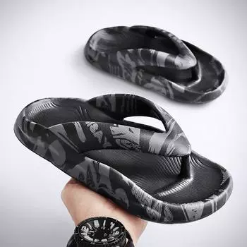 Мужские шлепанцы, шлепанцы, пляжные тапочки, летняя уличная обувь на толстой подошве, шлепанцы, шлепанцы, женские сандалии, мягкая обувь 36 чёрный