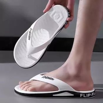 Мужские шлепанцы, удобные шлепанцы на мягкой подошве, легкая летняя пляжная уличная обувь 36-37 чёрный/белый