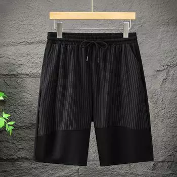 Мужские шорты большого размера размера плюс 4XL-9XL, модные черные повседневные шорты с эластичной резинкой на талии, летняя одежда 4XL чёрный