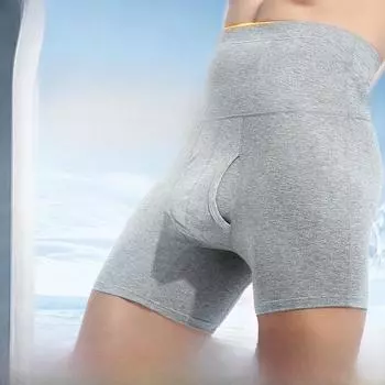 Мужские шорты-боксеры из чистого хлопка с высокой талией и антифрикционным покрытием — большой размер, теплые, с удлиненными штанинами 6XL