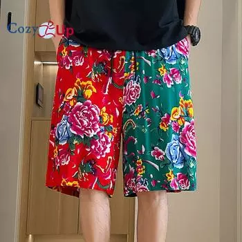 Мужские шорты Cosy Up, шорты с этническим принтом в стиле бохо, шорты с эластичным поясом без подкладки, летние пляжные шорты M красный