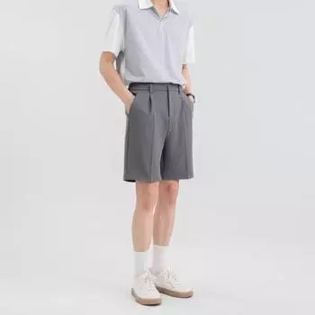 Мужские шорты для костюма, однотонные, прямые, широкие шорты со средней посадкой и карманами, длиной до колена M темно-серого