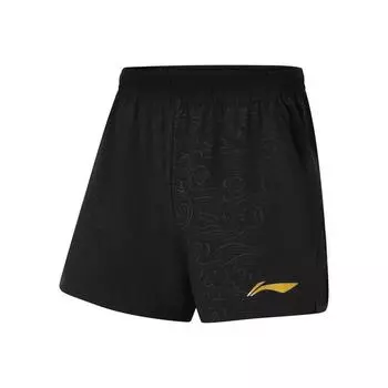 Мужские шорты для настольного тенниса Li Ning с логотипом средней посадки, дышащие, прямые, черные AAPU211-1 L