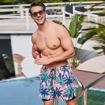 Мужские шорты для плавания, эластичная талия, двухслойные, большие размеры, быстросохнущие, быстросохнущие, с цветочным принтом, со средней талией, боксеры для купания, серфинг, водные виды спорта 3XL