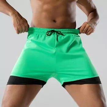 Мужские шорты для плавания, двухслойные, быстросохнущие, с эластичной резинкой на талии, для серфинга, для купания в горячих источниках, высокая эластичность, комфорт M