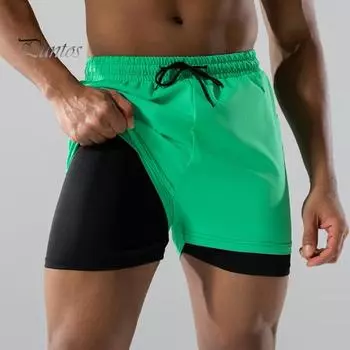 Мужские шорты для плавания, двухслойные, быстросохнущие, с эластичной резинкой на талии, для серфинга, для купания в горячих источниках, высокая эластичность, комфорт M зелёный