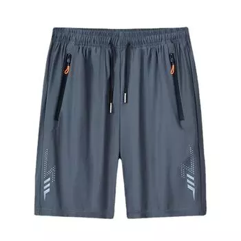 Мужские шорты из ледяного шелка, летние тонкие свободные брюки больших размеров, быстросохнущие дышащие мужские брюки для фитнеса 8XL чёрный