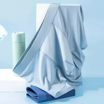 Мужские шорты из ледяного шелка, трусы со средней посадкой и эластичной резинкой на талии, облегающее нижнее белье, ультратонкие U-выпуклые однотонные трусики 2XL