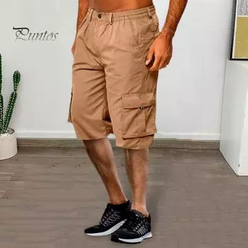 Мужские шорты-карго с усиленными карманами, эластичный пояс, шорты для фитнеса, широкие брюки для фитнеса, бега, повседневные шорты для отдыха на открытом воздухе M армия зеленый