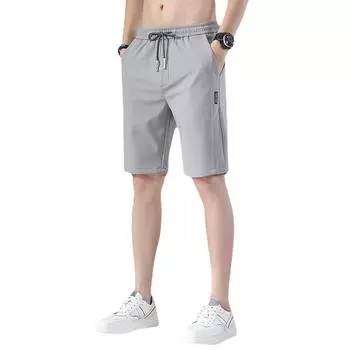Мужские шорты летние повседневные шорты с пятью точками свободные мягкие универсальные мужские шорты тонкие мужские брюки одежда Ice Silk 28 светло-серый