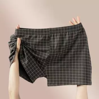 Мужские шорты, нижнее белье, эластичный пояс, боксеры со средней посадкой, трусы-боксеры с клетчатым принтом, U-выпуклые свободные трусы, домашняя одежда XXXXL чёрный