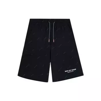 Мужские шорты прямого кроя с принтом из микро-логотипа Li Ning Wade Series, черные, AKSS809-4 XL
