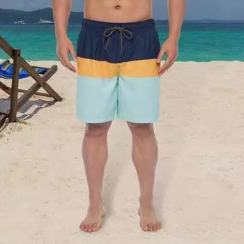 Мужские шорты с 3D-принтом, эластичный пояс, дышащие, быстросохнущие, эластичные, пляжные шорты с регулируемым шнурком S жёлтый