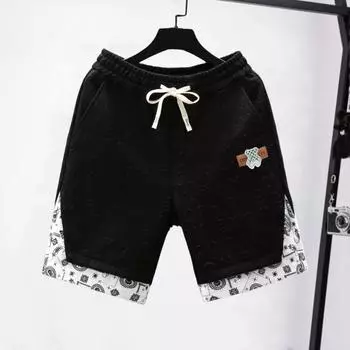 Мужские шорты с тиснеными английскими буквами, спортивные шорты с эластичной резинкой на талии, цветные поддельные шорты из двух частей M белый