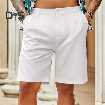 Мужские шорты средней посадки с застежкой-молнией на пуговицы, длиной до колена, с 2 боковыми карманами, легкие повседневные летние пляжные шорты S хаки