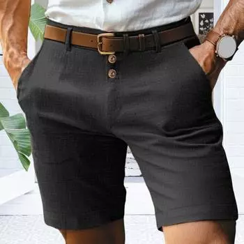 Мужские шорты средней посадки, застежка-молния на пуговицы, однотонные шорты с карманами, прямые летние повседневные шорты для повседневной носки M светло-синий