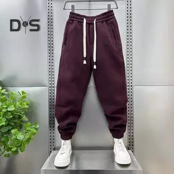 Мужские штаны-шаровары на шнурке с эластичной резинкой на талии, свободные однотонные карманы на молнии с пряжкой на щиколотке, свободные дышащие спортивные штаны с глубоким промежностью, длинные спортивные штаны для бега XL абрикосовый